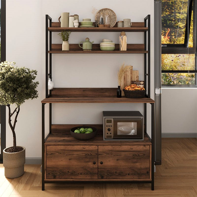 Έπιπλο κουζίνας Severo Megapap μεταλλικό - μελαμίνης χρώμα μαύρο - καπνιστή καρυδιά 101x36x160εκ. - Hippiehome.gr