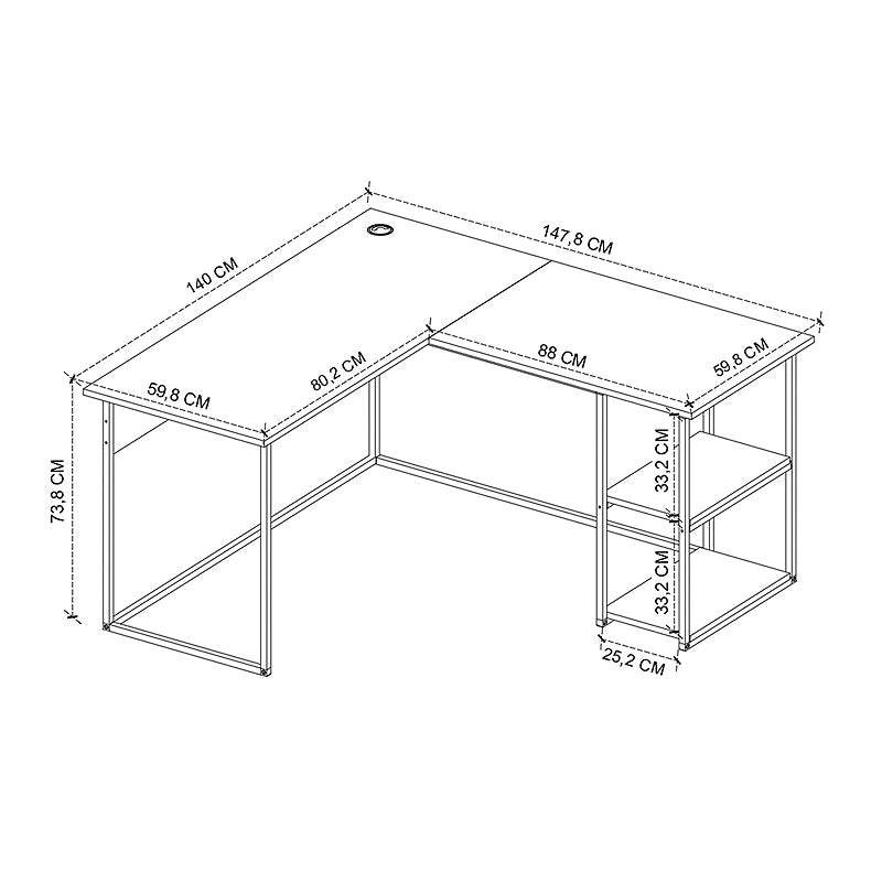 Γραφείο εργασίας Delta Megapap χρώμα καπνιστή καρυδιά 147,8x140x73,8εκ. - Hippiehome.gr