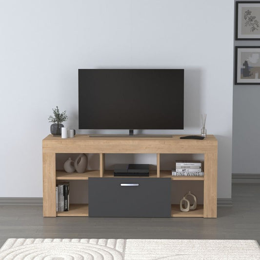Έπιπλο τηλεόρασης Midili Megapap χρώμα sapphire oak - ανθρακί 135x42x60,7εκ. - Hippiehome.gr