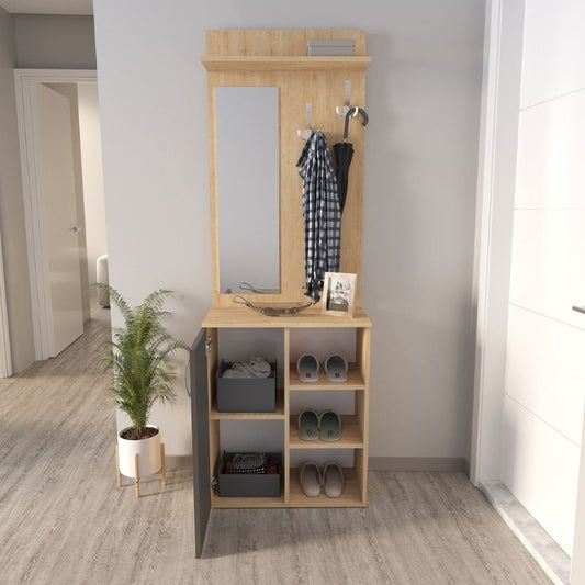 Έπιπλο εισόδου Norva Megapap χρώμα sapphire oak - ανθρακί 67,8x36,3x200,6εκ. - Hippiehome.gr