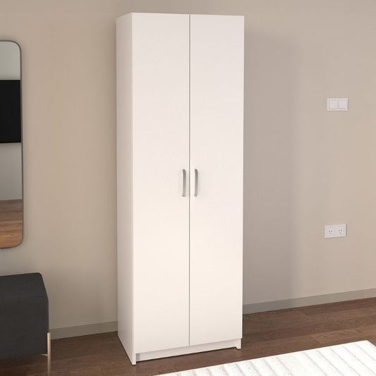 Ντουλάπα ρούχων - Παπουτσοθήκη Renso Megapap δίφυλλη χρώμα λευκό 59,8x37,8x178,5εκ. - Hippiehome.gr