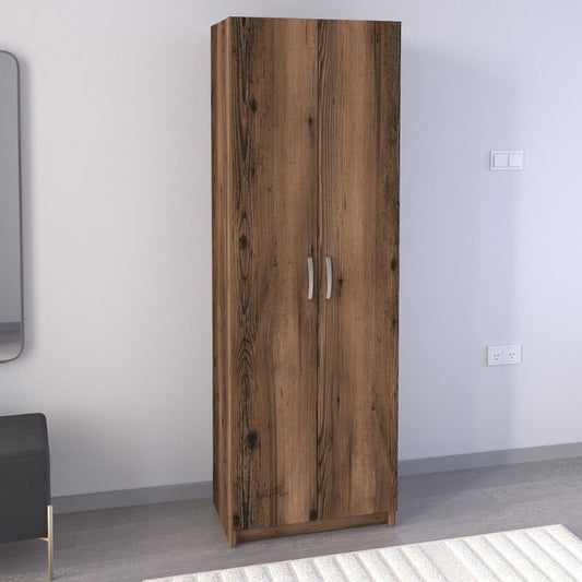 Ντουλάπα ρούχων - Παπουτσοθήκη Renso Megapap δίφυλλη χρώμα καπνιστή καρυδιά 59,8x37,8x178,5εκ. - Hippiehome.gr