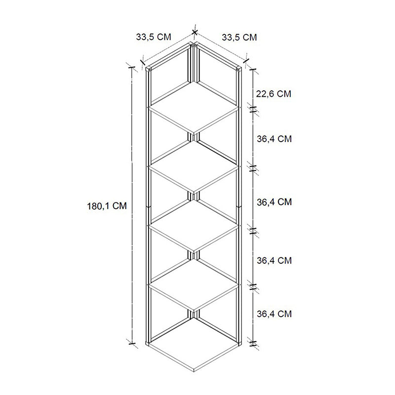Βιβλιοθήκη γωνιακή Lidia Megapap χρώμα μαύρο - καπνιστή καρυδιά 33,5x33,5x180εκ. - Hippiehome.gr