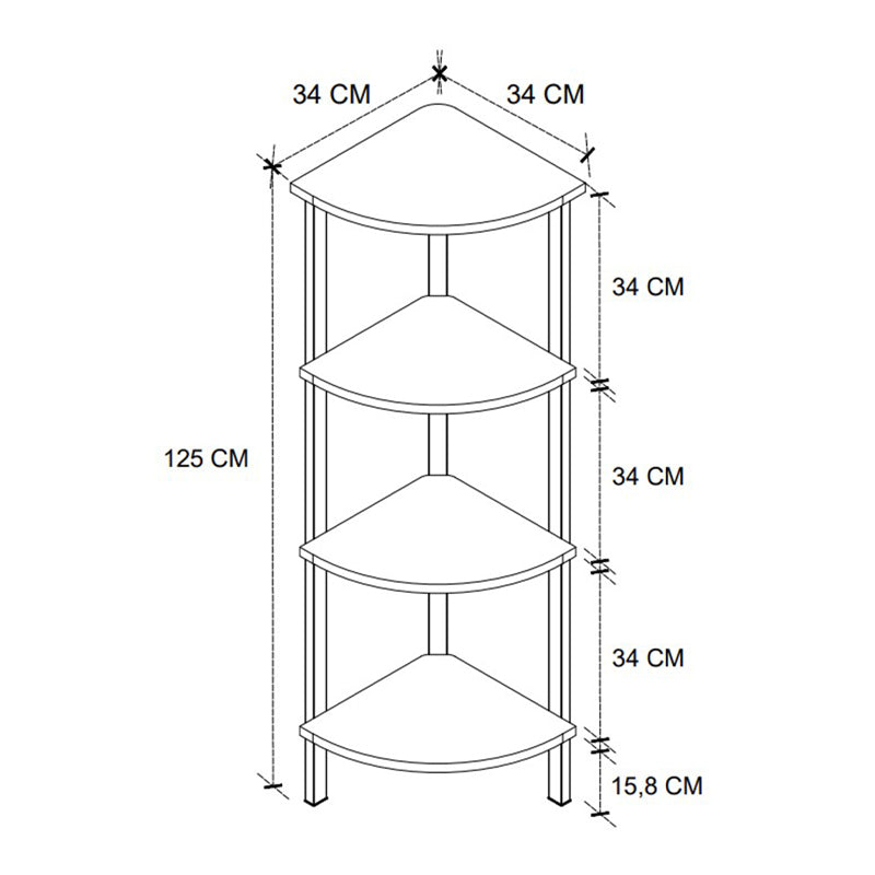 Βιβλιοθήκη γωνιακή Lela Megapap χρώμα μαύρο - καπνιστή καρυδιά 34x34x125εκ. - Hippiehome.gr