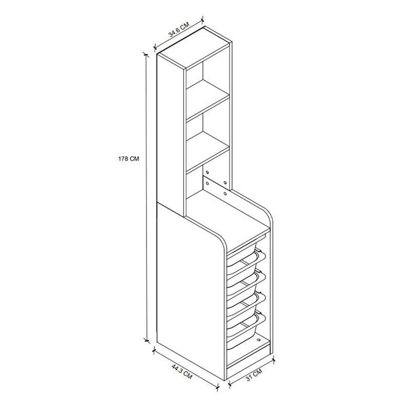Έπιπλο κουζίνας - μπάνιου Utah Megapap με 5 συρτάρια χρώμα λευκό 34,6x44,3x178εκ. - Hippiehome.gr