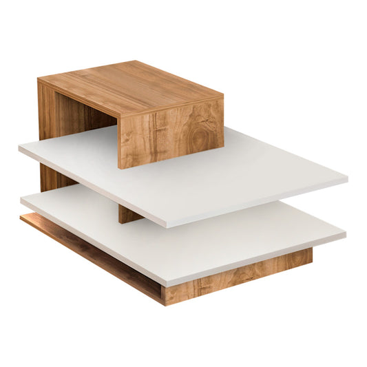 Τραπεζάκι σαλονιού Venus Megapap από μελαμίνη χρώμα λευκό - καρυδί 85x60x43,6εκ. - Hippiehome.gr