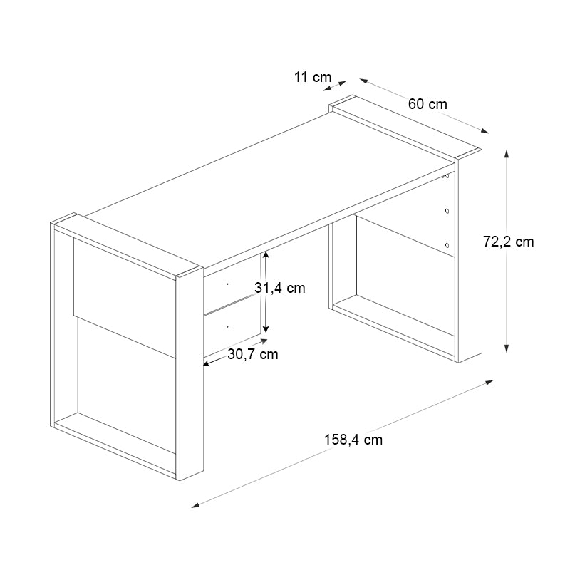 Γραφείο εργασίας Fernando Megapap χρώμα ανθρακί - sapphire oak 158,4x60x72,2εκ. - Hippiehome.gr