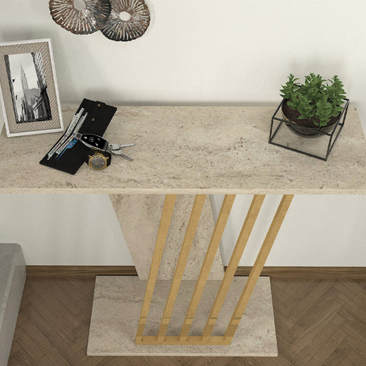 Κονσόλα Gravity Megapap χρώμα travertine - χρυσό 90x29,6x76,8εκ. - Hippiehome.gr