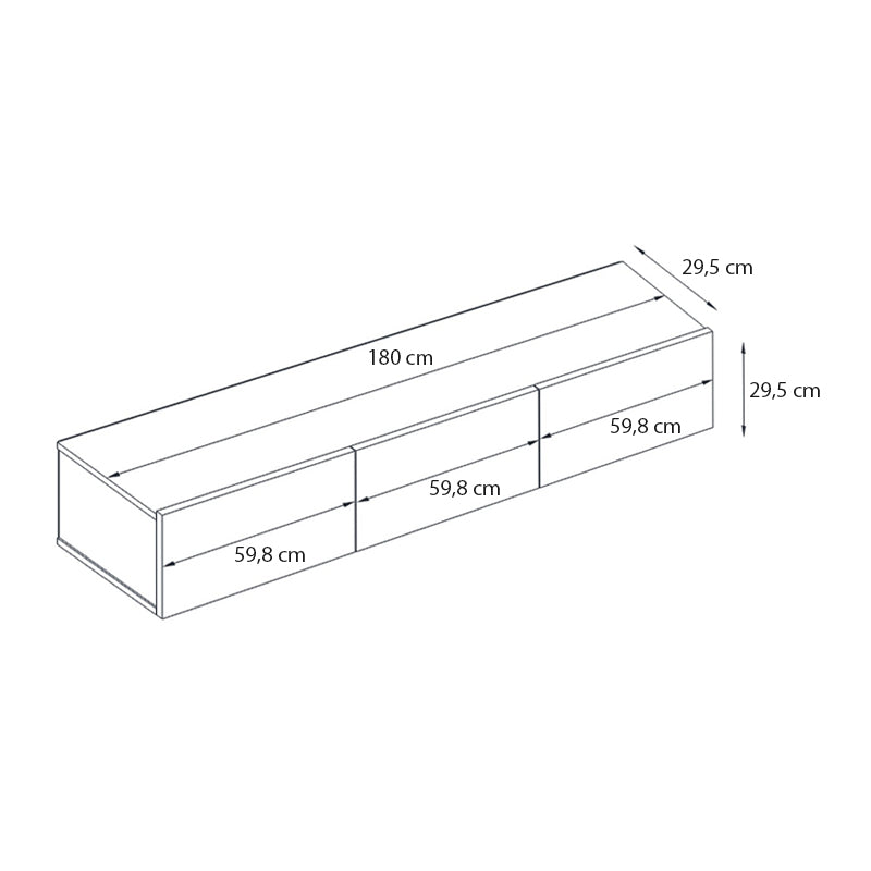 Έπιπλο τηλεόρασης επιτοίχιο Damla Megapap από μελαμίνη με LED χρώμα sapphire oak 180x29,5x29,5εκ. - Hippiehome.gr