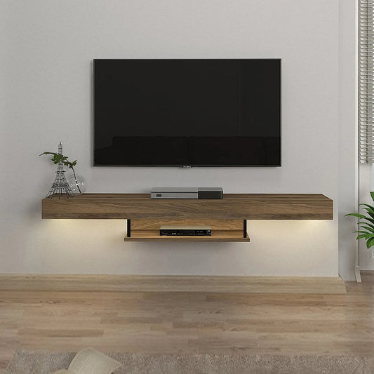 Έπιπλο τηλεόρασης επιτοίχιο Albares Megapap με LED χρώμα καρυδί 150x29,6x22εκ. - Hippiehome.gr