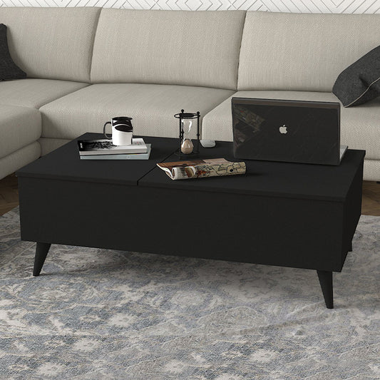 Τραπεζάκι σαλονιού Roy Megapap με σερβιτόρο χρώμα μαύρο 121x69x40εκ. - Hippiehome.gr