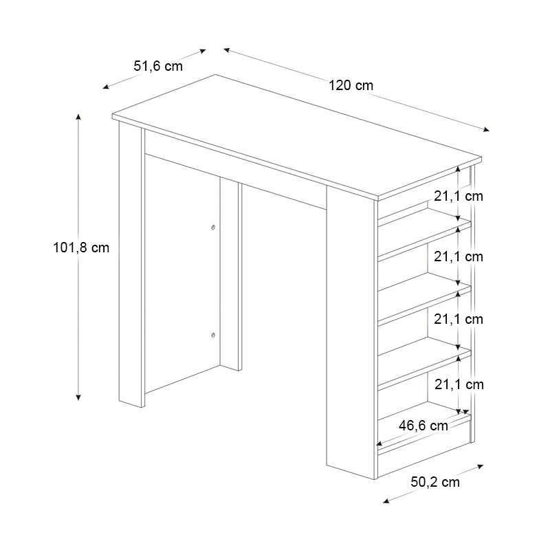 Τραπέζι μπαρ Monaco Megapap χρώμα λευκό - sapphire oak 120x51,6x101,8εκ. - Hippiehome.gr