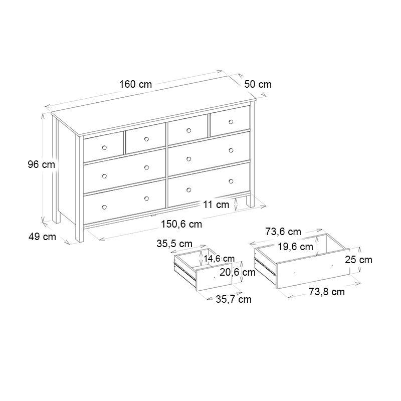 Συρταριέρα - Μπουφές Sabina Megapap χρώμα ανθρακί 160x50x96εκ. - Hippiehome.gr