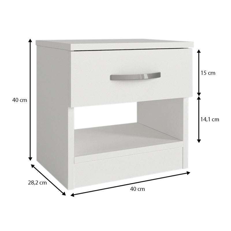 Κομοδίνο μελαμίνης Lube Megapap χρώμα λευκό 40x28,2x40εκ. - Hippiehome.gr