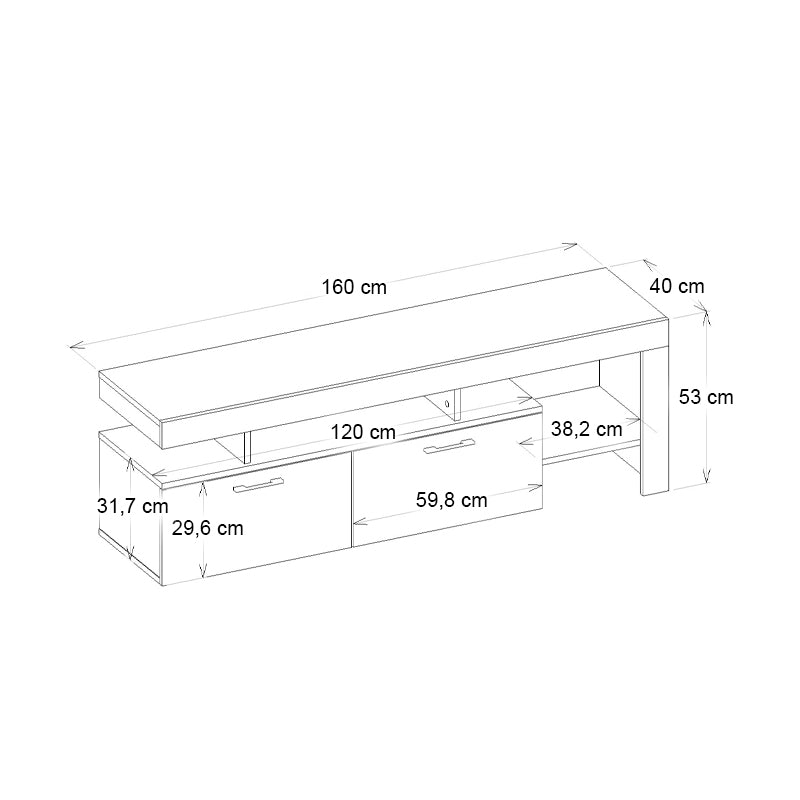 Έπιπλο τηλεόρασης Acnes Megapap χρώμα μαύρο - καρυδί 160x40x53εκ. - Hippiehome.gr