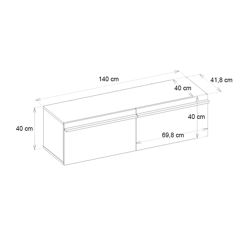 Έπιπλο τηλεόρασης επιτοίχιο Morel Megapap με LED χρώμα μαύρο 140x41,8x40εκ. - Hippiehome.gr
