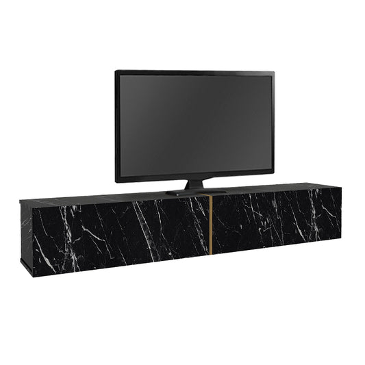 Έπιπλο τηλεόρασης επιτοίχιο Figure Megapap με LED χρώμα μαύρο εφέ μαρμάρου 181,8x31,7x30εκ. - Hippiehome.gr