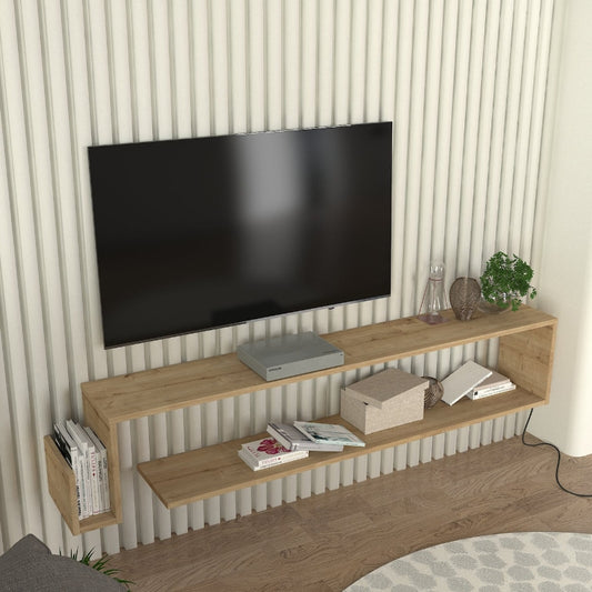 Έπιπλο τηλεόρασης επιτοίχιο Regnar Megapap χρώμα sapphire oak 168,6x25x31,8εκ. - Hippiehome.gr