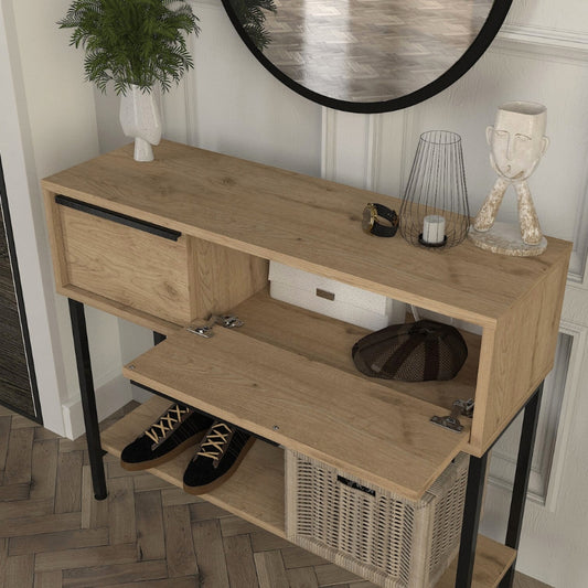 Κονσόλα με καθρέπτη Suzy Megapap χρώμα sepet oak 90x29,6x76εκ. - Hippiehome.gr