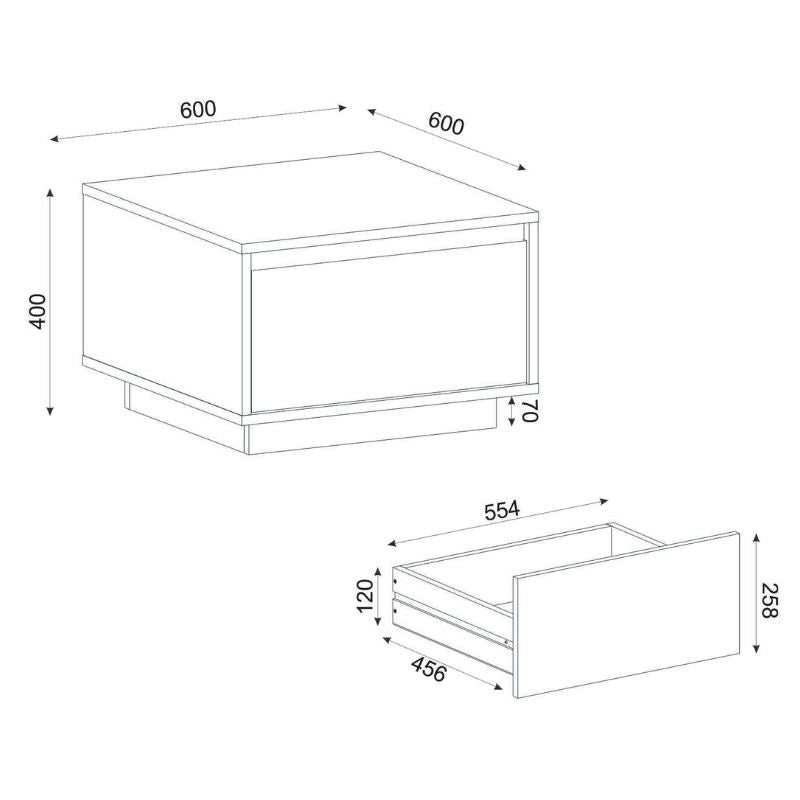 Τραπεζάκι σαλονιού Pura Megapap χρώμα sapphire oak 60x60x40εκ. - Hippiehome.gr