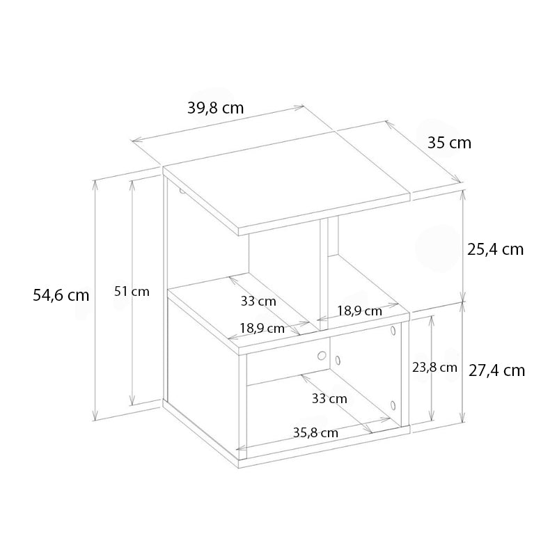 Κομοδίνο - Τραπεζάκι βοηθητικό Entiero Megapap χρώμα λευκό 39,8x35x54,6εκ. - Hippiehome.gr