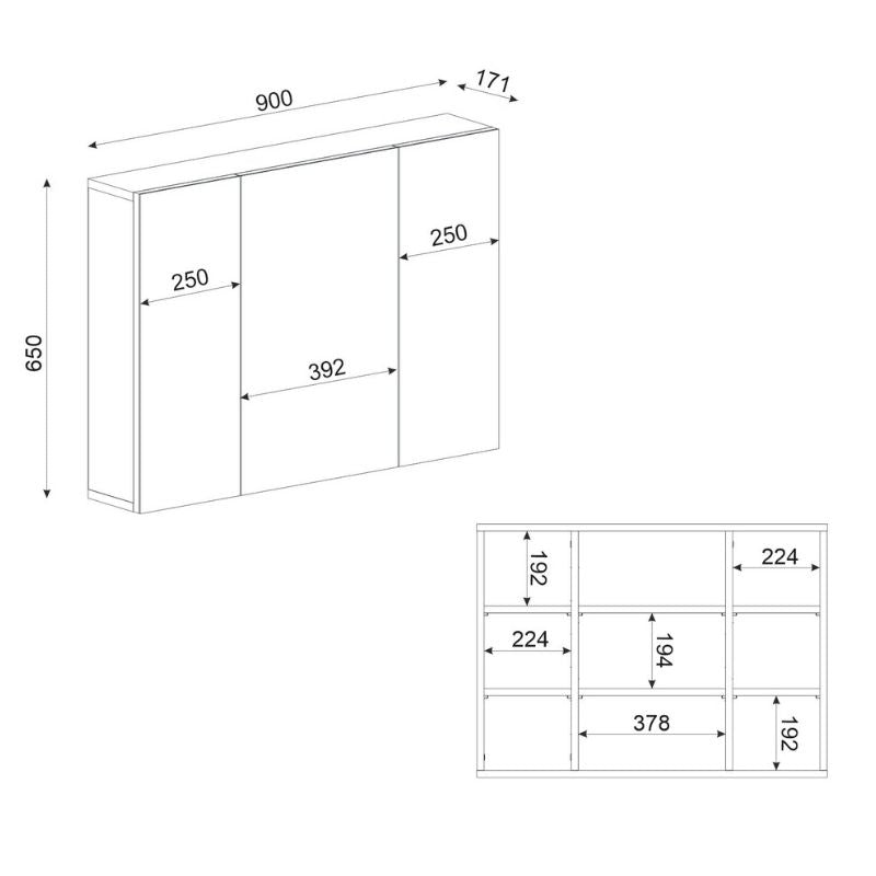 Καθρέπτης μπάνιου Base Μegapap χρώμα λευκό 90x17,1x65εκ. - Hippiehome.gr