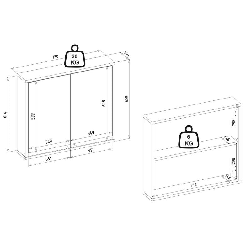 Καθρέπτης μπάνιου Lilian Μegapap χρώμα atlantic pine 75x14,6x65εκ. - Hippiehome.gr