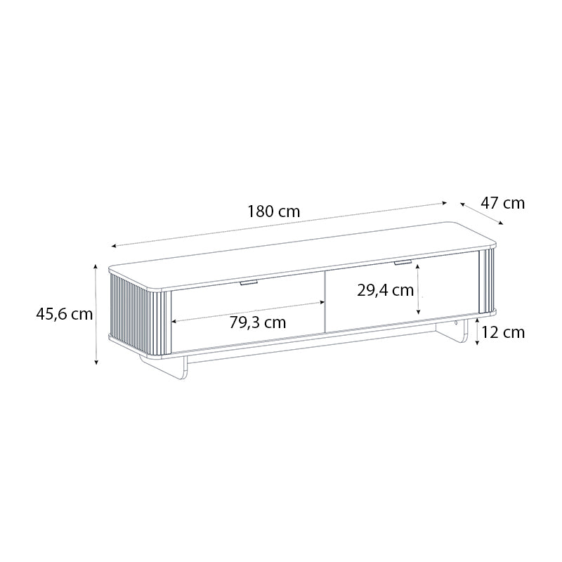 Έπιπλο τηλεόρασης Bohema Megapap χρώμα ivory - sepet oak 180x47x45,6εκ. - Hippiehome.gr
