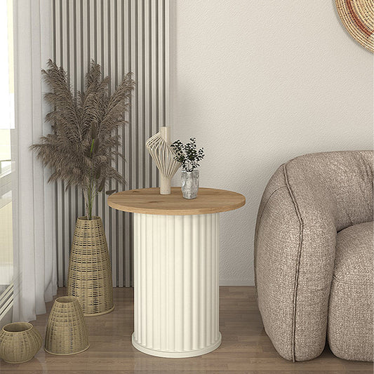 Τραπεζάκι βοηθητικό Bohema Megapap χρώμα ivory - sepet oak Ø50x53,2εκ. - Hippiehome.gr