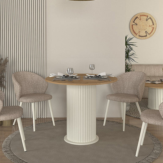 Τραπέζι Bohema Megapap χρώμα ivory - sepet oak Ø90x77,7εκ. - Hippiehome.gr