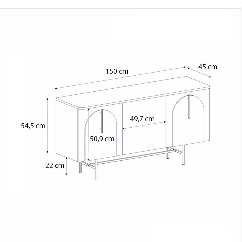 Μπουφές Rebel Megapap χρώμα rota oak - sandstone 150x45x76,5εκ. - Hippiehome.gr