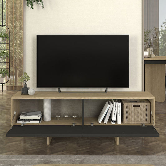 Έπιπλο τηλεόρασης Lava Megapap χρώμα rota oak - ανθρακί 150x35x51,3εκ. - Hippiehome.gr
