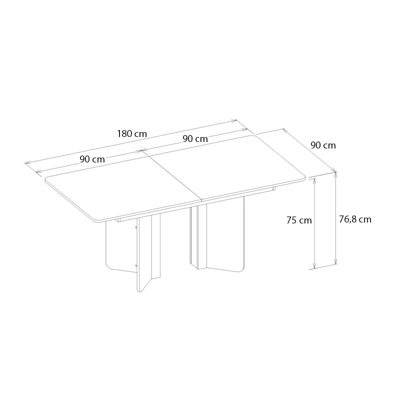 Τραπέζι Lava Megapap χρώμα rota oak - ανθρακί 180x90x76,8εκ. - Hippiehome.gr