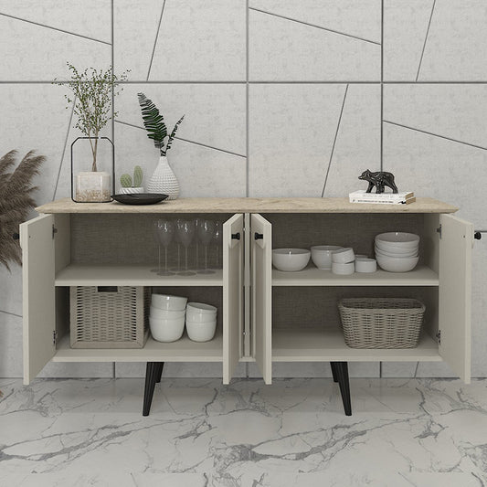 Μπουφές Sevilla Megapap χρώμα sandstone - travertine 150x44,6x72,2εκ. - Hippiehome.gr