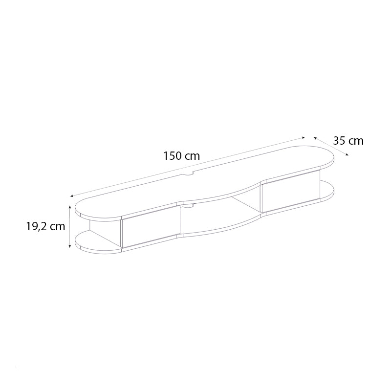 Έπιπλο τηλεόρασης επιτοίχιο Noland Megapap με LED χρώμα rota oak 150x35x19,2εκ. - Hippiehome.gr