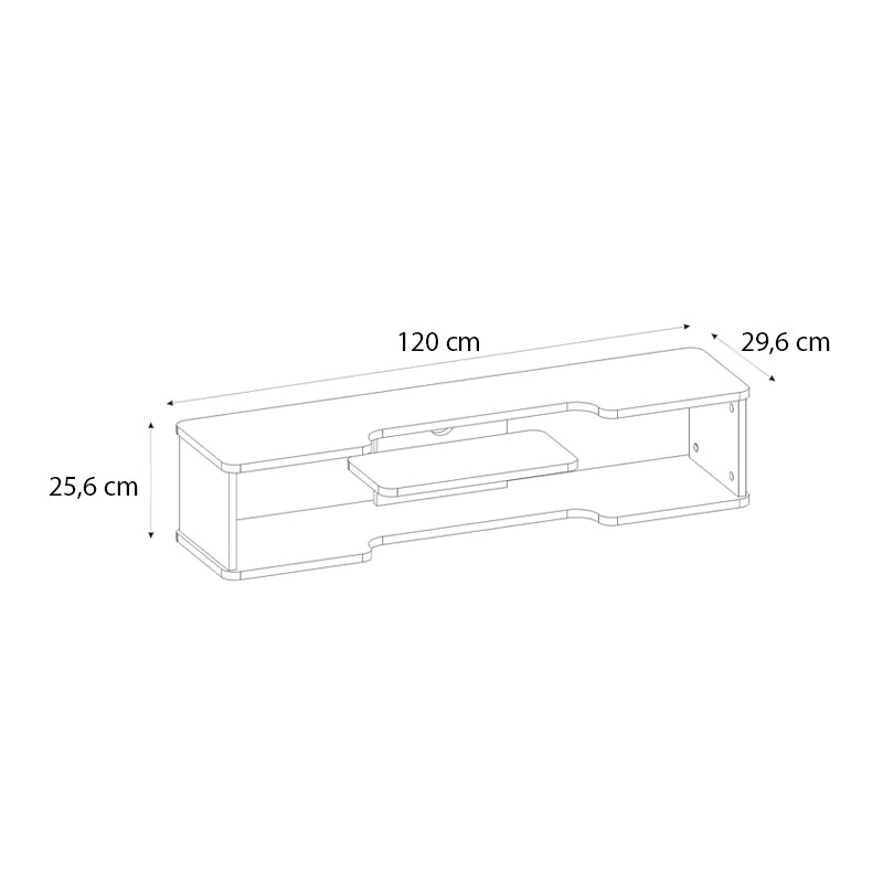 Έπιπλο τηλεόρασης επιτοίχιο Perry Megapap χρώμα λευκό 120x29,6x25,6εκ. - Hippiehome.gr