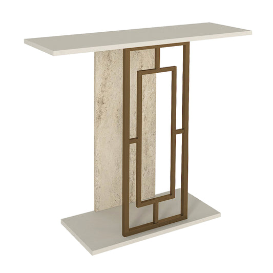 Κονσόλα Alderas Megapap χρώμα λευκό - travertine - χρυσό 90x29,6x76,8εκ. - Hippiehome.gr