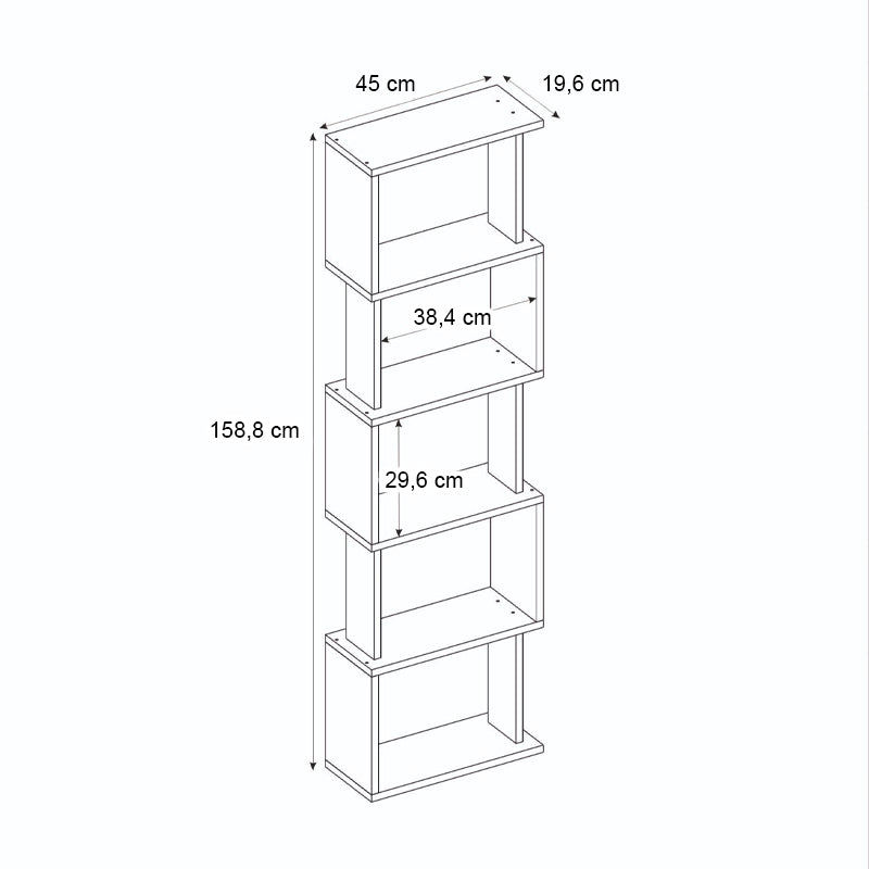 Βιβλιοθήκη Alvina Megapap χρώμα λευκό 45x19,6x158,8εκ. - Hippiehome.gr