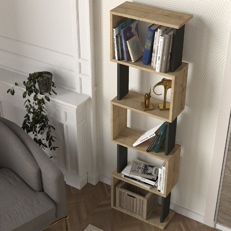 Βιβλιοθήκη Alvina Megapap χρώμα sapphire oak - ανθρακί 45x19,6x158,8εκ. - Hippiehome.gr