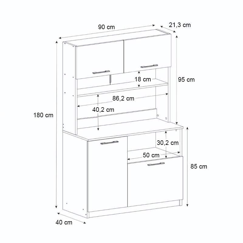 Έπιπλο κουζίνας Tuco 2 Megapap χρώμα λευκό 90x40x180εκ. - Hippiehome.gr