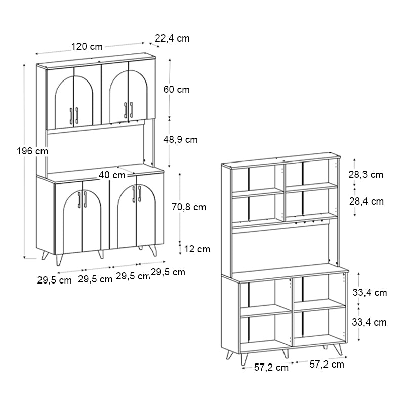 Έπιπλο κουζίνας Kalira 4 Megapap χρώμα λευκό - rota oak 120x40x196εκ. - Hippiehome.gr