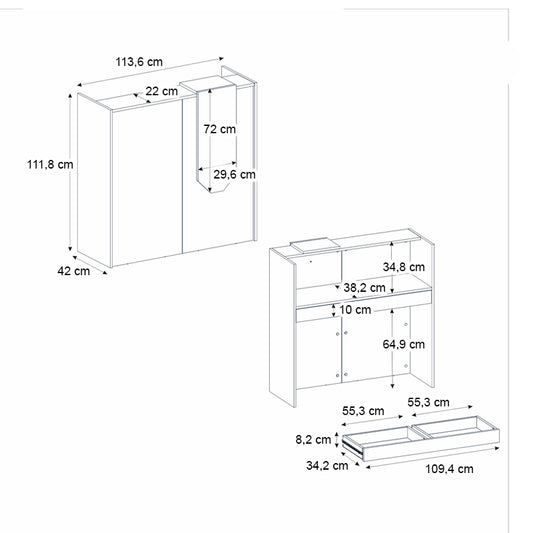 Γραφείο υποδοχής - reception Navita Megapap με LED χρώμα sepet oak - ανθρακί 113,6x42x111,8εκ. - Hippiehome.gr