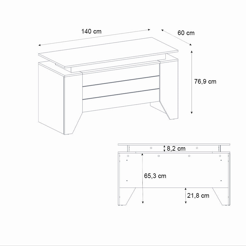 Γραφείο εργασίας Remida Megapap χρώμα sepet oak - ανθρακί 140x60x76,9εκ. - Hippiehome.gr