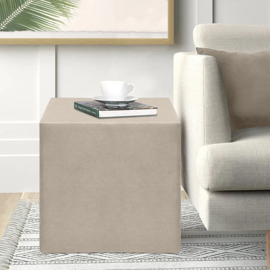 Σκαμπώ April Megapap βελούδινο χρώμα μπεζ 40x40x40εκ. - Hippiehome.gr