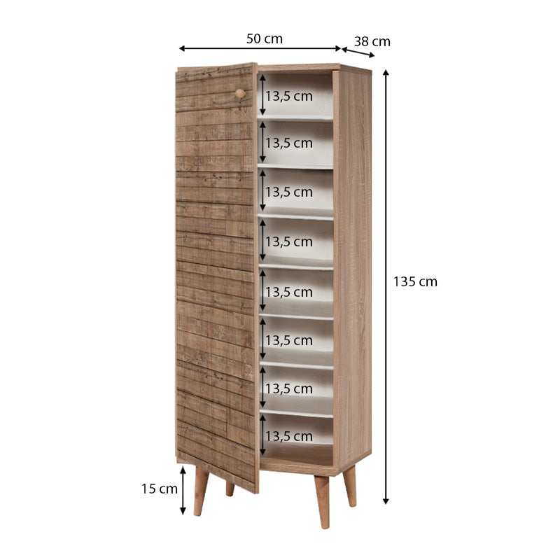 Παπουτσοθήκη - ντουλάπι Soho Megapap χρώμα sonoma 50x38x135εκ. - Hippiehome.gr