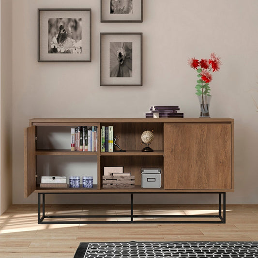 Μπουφές Amedeo Megapap από μελαμίνη χρώμα καρυδί 140x36x72εκ. - Hippiehome.gr