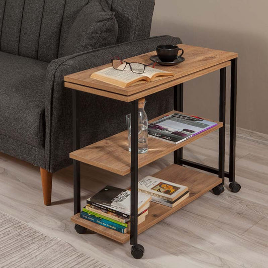 Τραπεζάκι βοηθητικό Frenk Megapap πολυμορφικό μεταλλικό - μελαμίνης χρώμα atlantic pine 76x30x66εκ. - Hippiehome.gr