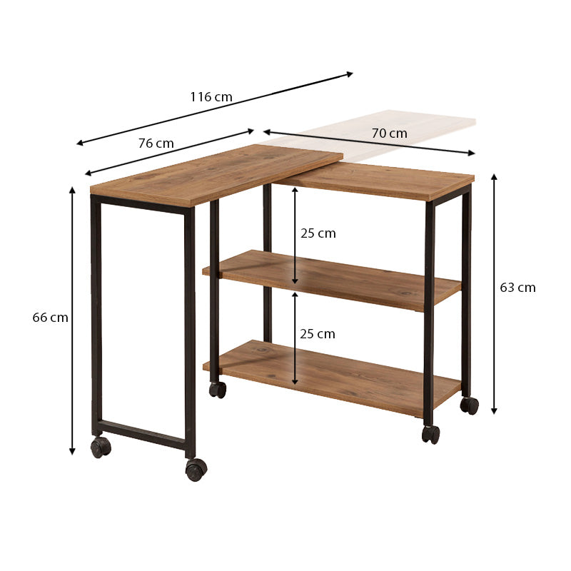 Τραπεζάκι βοηθητικό Frenk Megapap πολυμορφικό μεταλλικό - μελαμίνης χρώμα atlantic pine 76x30x66εκ. - Hippiehome.gr
