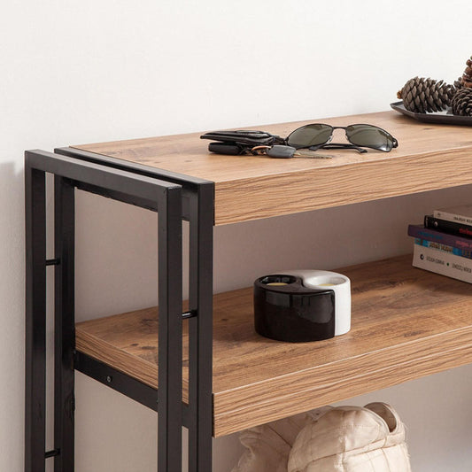 Κονσόλα Atlas Megapap μεταλλική - μελαμίνης χρώμα atlantic pine 140x35x80εκ. - Hippiehome.gr