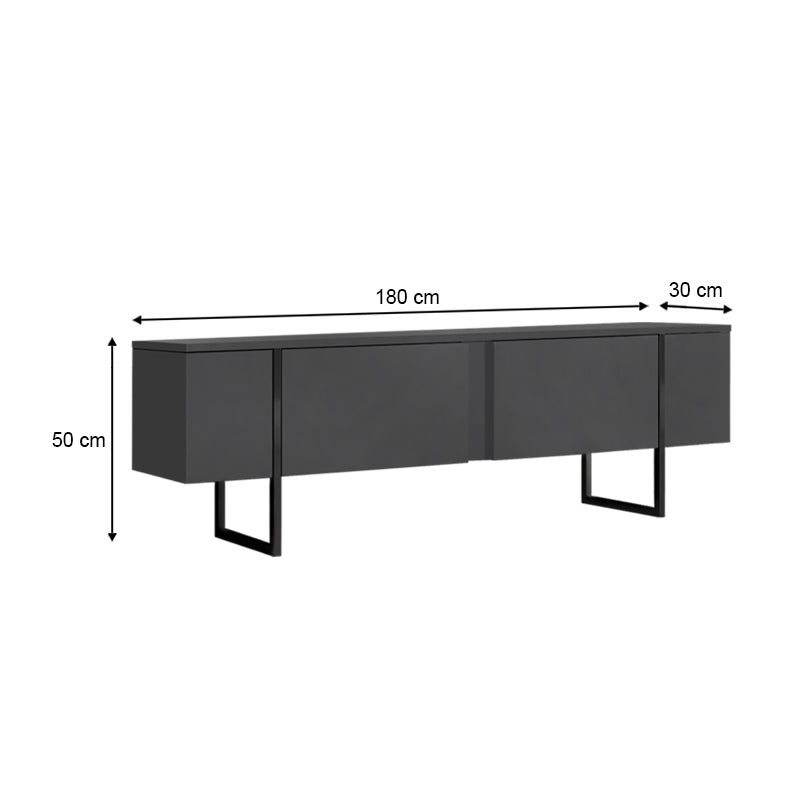 Έπιπλο τηλεόρασης Luxe Megapap χρώμα ανθρακί 180x30x50εκ. - Hippiehome.gr